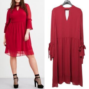 NWT LOST INK Pink Pleat Cuff Fit & Flare Dress 4X